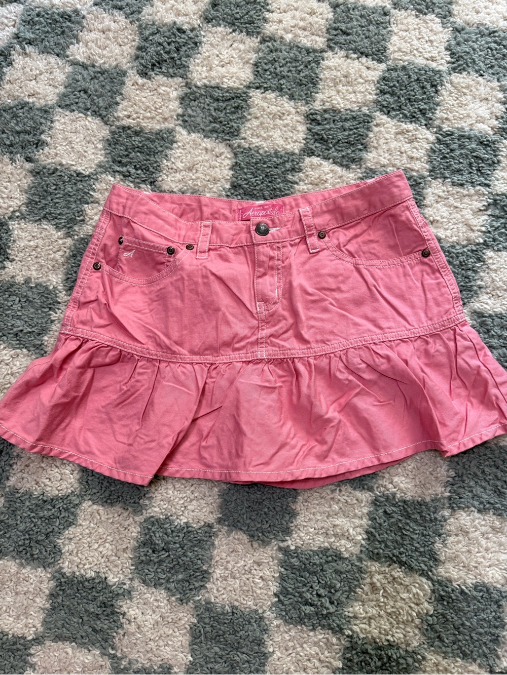 Vintage Y2K Aeropostale Barbie pink micro mini ruffle skirt summer Mean Girls